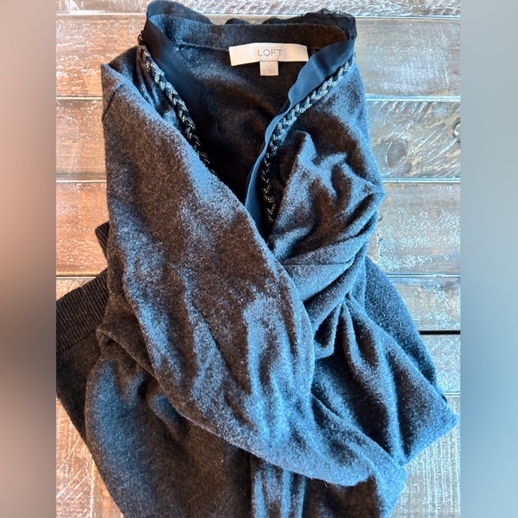Loft charcoal gray long open sweater size small. - Picture 6 of 7